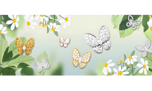 蝶绕花间，天然钻石珠宝映自然光辉